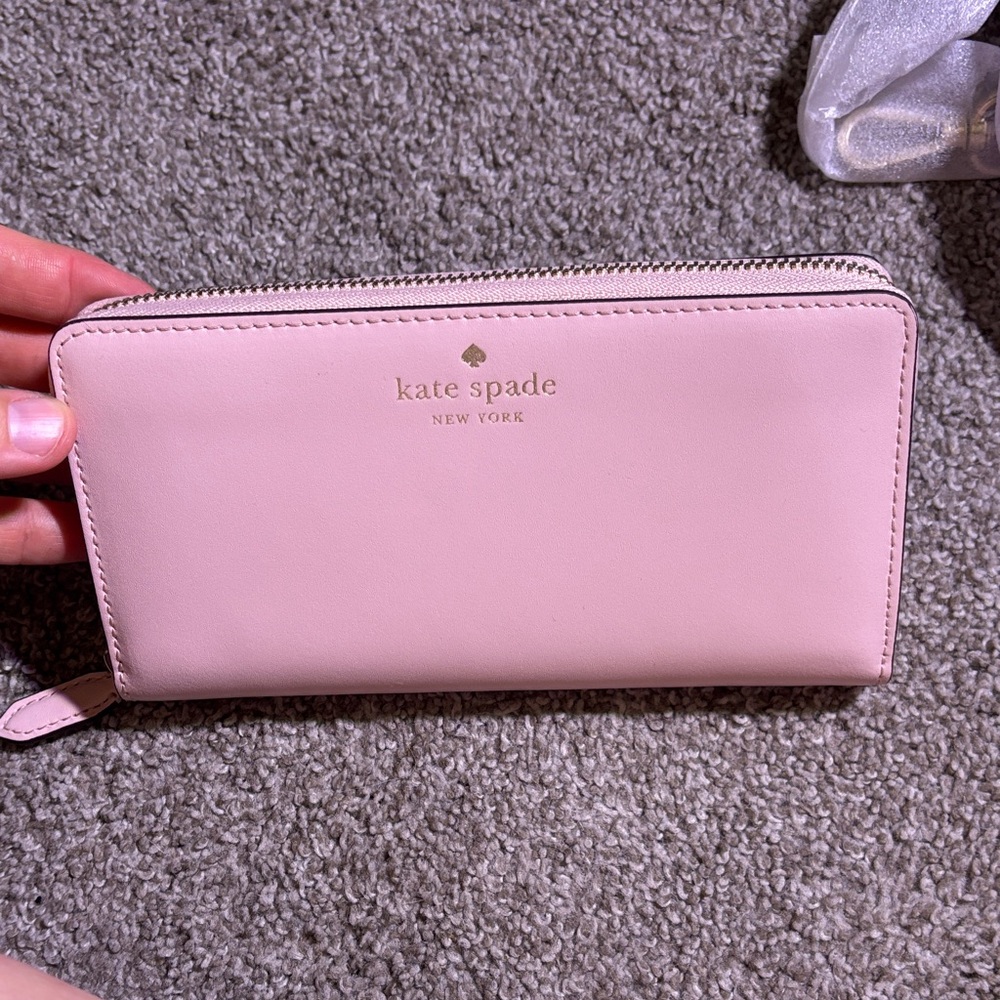 Kate Spade Blush Pink Zip Wallet NEW MINT CONDITION #pwr00281